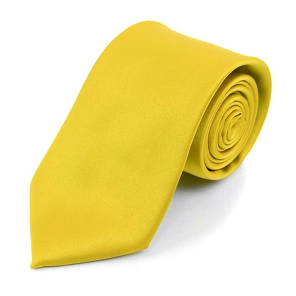 UMO LORENZO 2PC Solid Necktie Matching Hanky Set YELLOW for Men - Picture 9 of 9